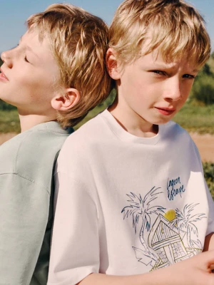 Zdjęcie produktu Bawełniany wzorzysty t-shirt biały - Dzieci - lata - MANGO KIDS