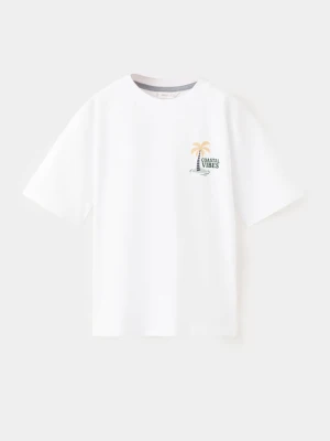 Zdjęcie produktu Bawełniany wzorzysty t-shirt biały - Dzieci - lata - MANGO KIDS