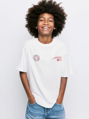 Zdjęcie produktu Bawełniany wzorzysty t-shirt biały - Dzieci - lata - MANGO KIDS