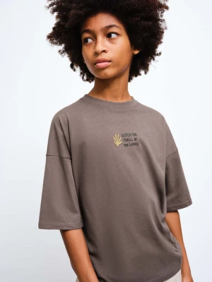 Zdjęcie produktu Bawełniany wzorzysty t-shirt brązowy - Dzieci - lata - MANGO KIDS