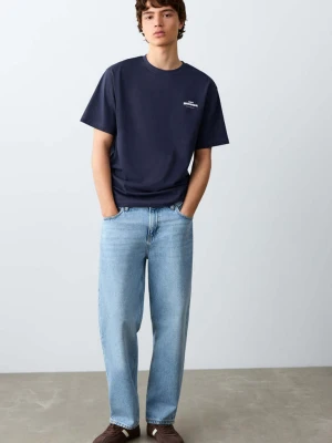 Zdjęcie produktu Bawełniany wzorzysty t-shirt granatowy - Teen - - MANGO TEEN