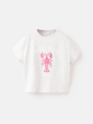 Bawełniany wzorzysty t-shirt jasnoszary - Dzieci - lata - MANGO KIDS