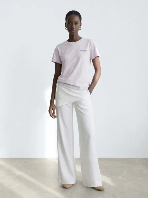 Bawełniany wzorzysty t-shirt jasny/pastelowa purpura - Teen - - MANGO TEEN