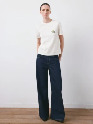 Bawełniany wzorzysty t-shirt khaki - Kobieta - - MANGO