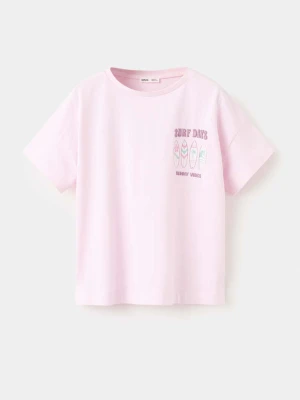 Bawełniany wzorzysty t-shirt liliowy - Dzieci - lata - MANGO KIDS