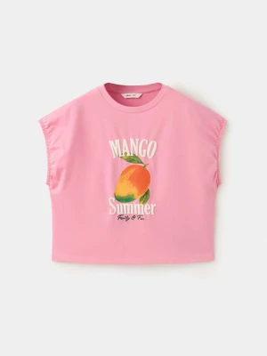 Bawełniany wzorzysty t-shirt różowy - Dzieci - lata - MANGO KIDS