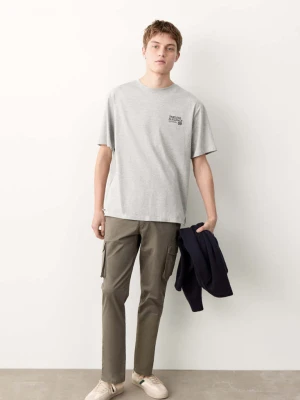 Zdjęcie produktu Bawełniany wzorzysty t-shirt średni szary - Teen - - MANGO TEEN