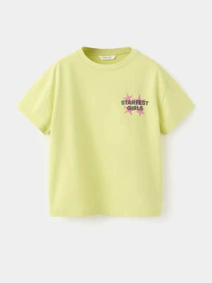 Bawełniany wzorzysty t-shirt zieleń lima - Dzieci - lata - MANGO KIDS