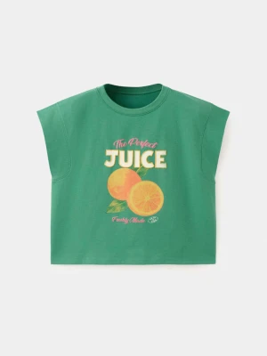 Bawełniany wzorzysty t-shirt zielony - Dzieci - lata - MANGO KIDS