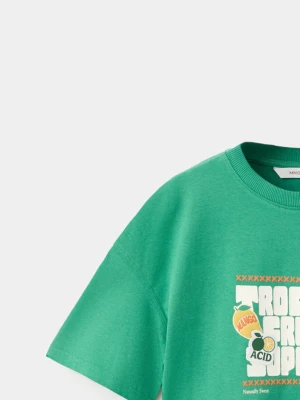 Zdjęcie produktu Bawełniany wzorzysty t-shirt zielony - Dzieci - lata - MANGO KIDS