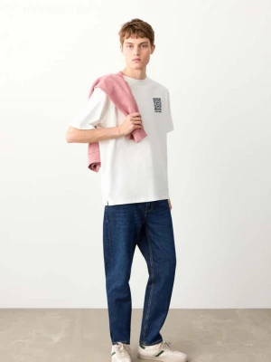 Zdjęcie produktu Bawełniany wzorzysty t-shirt złamana biel - Teen - - MANGO TEEN