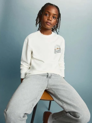 Zdjęcie produktu Bawełniany wzorzysty t-shirt złamana biel - Dzieci - lata - MANGO KIDS