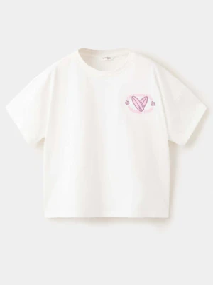 Bawełniany wzorzysty t-shirt złamana biel - Dzieci - lata - MANGO KIDS