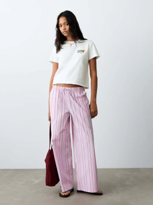 Bawełniany wzorzysty t-shirt złamana biel - Teen - - MANGO TEEN