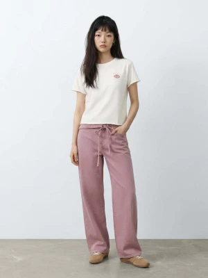 Bawełniany wzorzysty t-shirt złamana biel - Teen - - MANGO TEEN