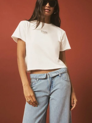 Zdjęcie produktu Bawełniany wzorzysty t-shirt złamana biel - Teen - - MANGO TEEN