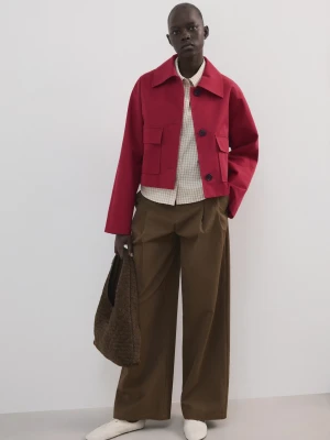 Bawełniany żakiet z kieszeniami czerwony - Kobieta - - MANGO