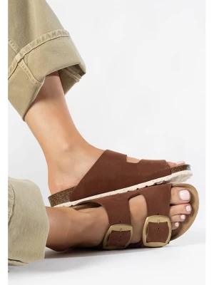 BAYTON Skórzane klapki "Alicante" w kolorze brązowym rozmiar: 40