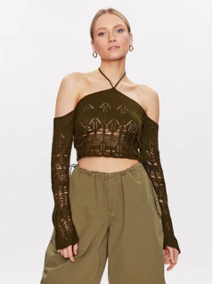 BDG Urban Outfitters Sweter BDG LADDERED HALTER NECK 76469477 Khaki Cropped Fit