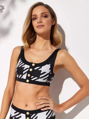 Beach Riot California Czarno-biały top od bikini Houndstooth