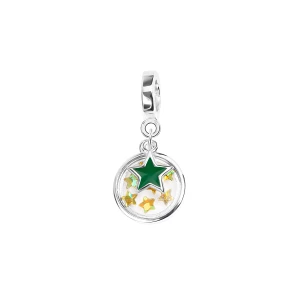Beads srebrny pokryty zieloną emalią - gwiazda - Dots Dots - Biżuteria YES