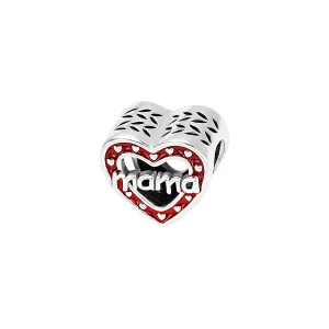 Beads srebrny pokryty czerwoną emalią - serce - Dots Dots - Biżuteria YES