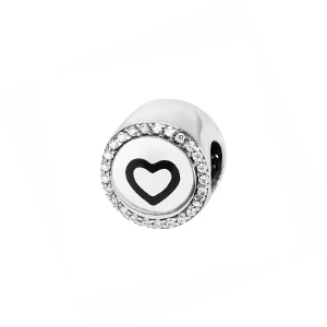 Beads srebrny pokryty czarną emalią z cyrkoniami - Dots Dots - Biżuteria YES