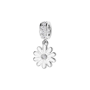 Beads srebrny pokryty emalią z cyrkoniami - kwiat - Dots Dots - Biżuteria YES