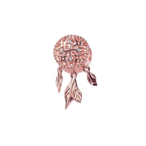 Beads srebrny pokryty różowym złotem z cyrkoniami - łapacz snów - Dots Dots - Biżuteria YES
