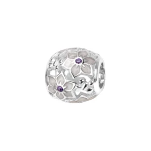 Beads srebrny z cyrkoniami - kwiaty - Dots Dots - Biżuteria YES