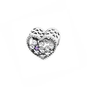 Beads srebrny z cyrkoniami - serce - Dots Dots - Biżuteria YES