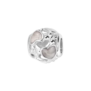 Beads srebrny z masą perłową - serca - Dots Dots - Biżuteria YES
