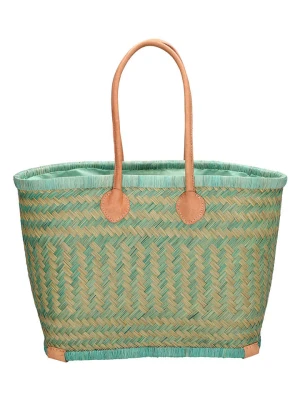 Beagles Shopper bag "Bozaka" w kolorze beżowo-turkusowym - 52 x 35 x 24 cm rozmiar: onesize