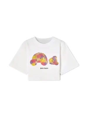 Bear Graphic Crop T-shirt Biały Palm Angels