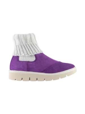 Beatle Boot Skarpety Z Dzianiny - Suede Violet Panchic