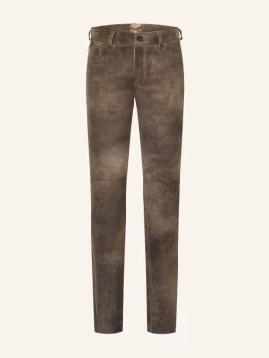 Beckert Spodnie Skórzane Costa Slim Fit braun