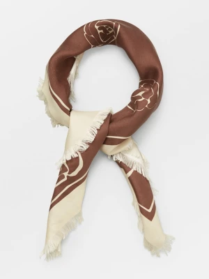 Becksöndergaard Jedwabna chusta "Rosedrop" w kolorze kremowo-brązowym - 65 x 65 cm rozmiar: onesize