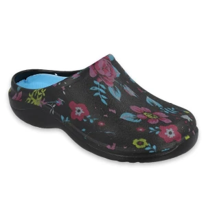 Befado klapki damskie - flower 2 black /blue 154D102 czarne