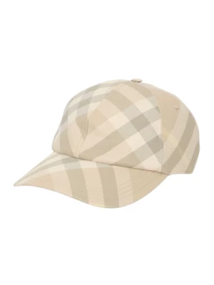 Beige Check Baseball Hat Burberry