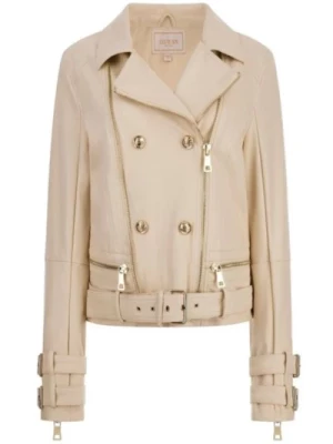 Beige Faux Leather Jacket Guess