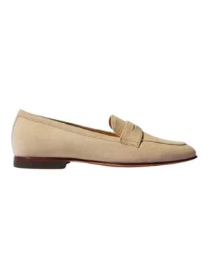 Beige Suede Penny Loafers Scarosso