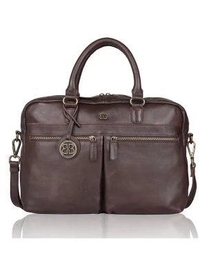 Bellicci Skórzana aktówka "Chase" w kolorze ciemnobrązowym - 39 x 27 x 10 cm rozmiar: onesize