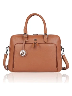 Bellicci Skórzana torebka "Cameron" w kolorze jasnobrązowym - 40 x 28 x 7 cm rozmiar: onesize