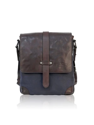 Bellicci Skórzana torebka "Stefan" w kolorze brązowo-granatowym - 21 x 25 x 7 cm rozmiar: onesize