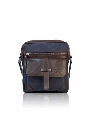 Bellicci Skórzana torebka "Steve" w kolorze brązowo-granatowym - 22 x 25 x 8 cm rozmiar: onesize
