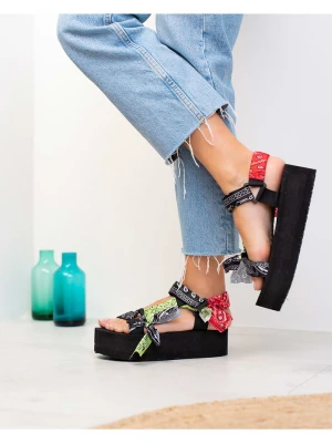 Bellucci Sandały w kolorze czarno-zielono-czerwonym rozmiar: 38