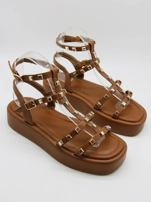 Bellucci Sandały w kolorze jasnobrązowym na obcasie rozmiar: 37