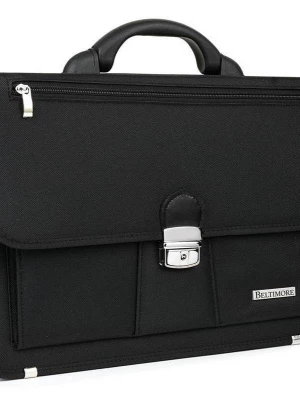 Beltimore luksusowa męska aktówka teczka torba duża na laptopa czarny Merg