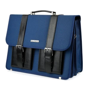 Beltimore luksusowa męska aktówka teczka torba duża na laptopa niebieska granatowy Merg