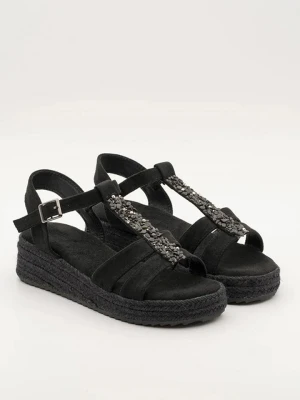 Belucci Sandały w kolorze czarnym na koturnie rozmiar: 38